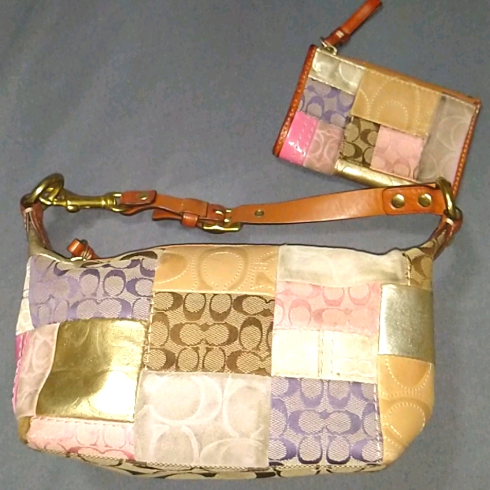 Coach Patch Work Purse & Card Holder 2 Piece Set